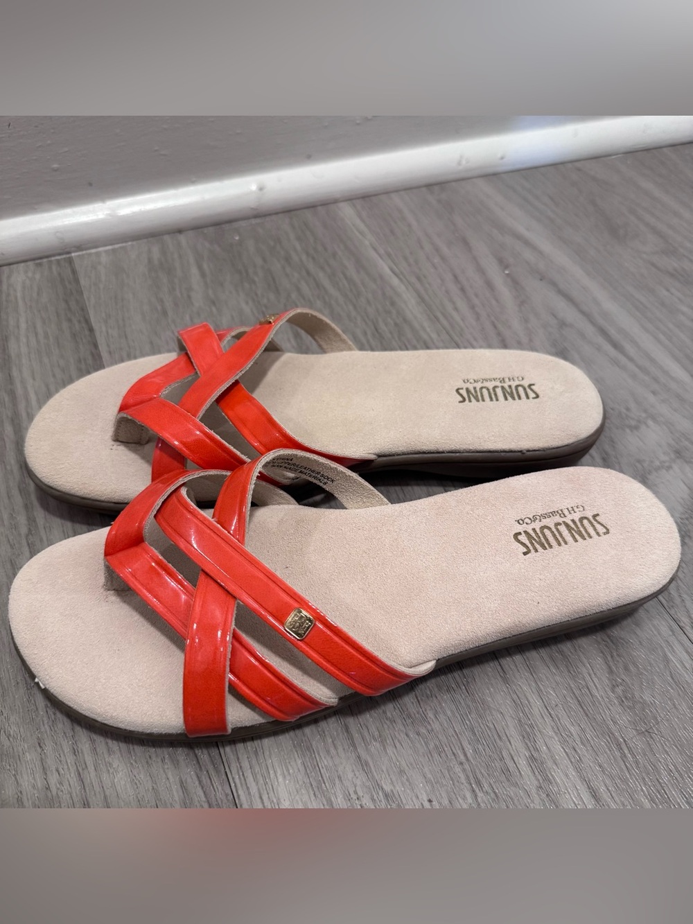 G.H. Bass Sharon Sunjuns Orange Leather Strappy Flat Sandals Women 7.5 M